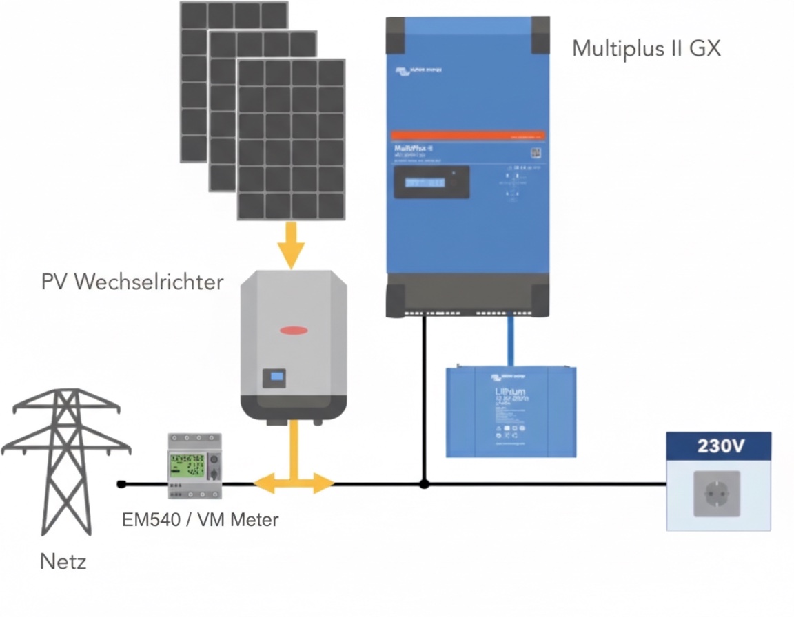 Victron MultiPlus-II AC-Kopplung Schema